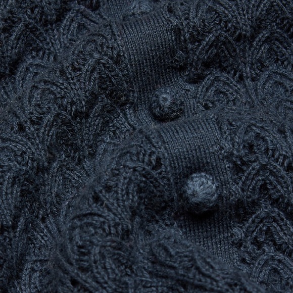 Aritzia Wilfred Fika Puff Sleeve Knit Cotton Buttoned Black Cardigan Size Large - Picture 7 of 14